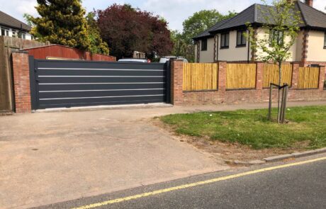 anthracite grey aluminium gates driveway gates with soft wood fencing