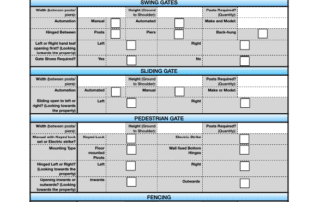 Aluminium Gates Enquiry Form for gate installers to fill out