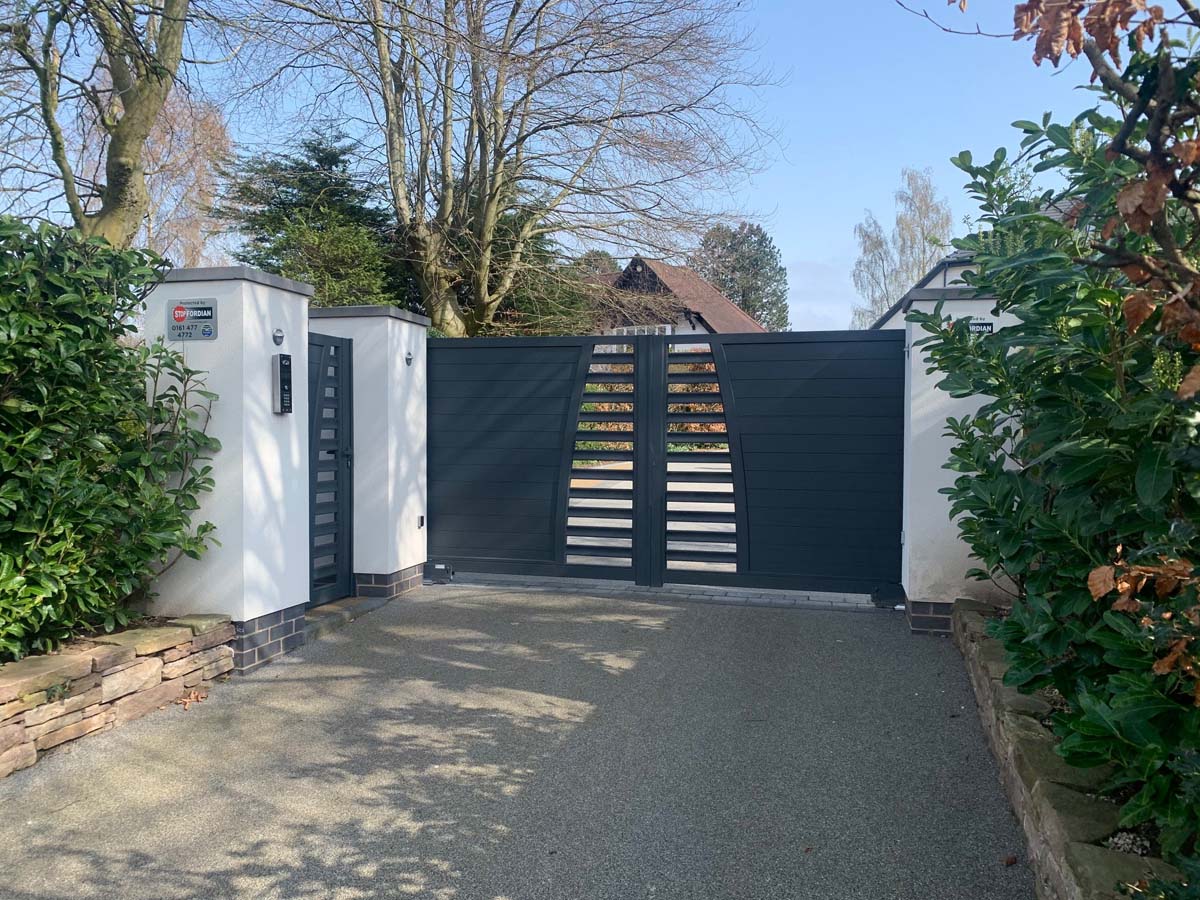 Grey Aluminium Sliding Driveway Gates