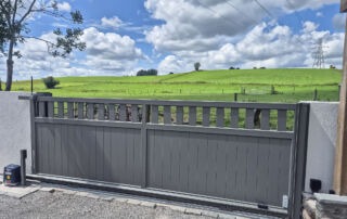 Aluminium Gates in Light Grey - Horizal - Seram Tracked Sliding Gate